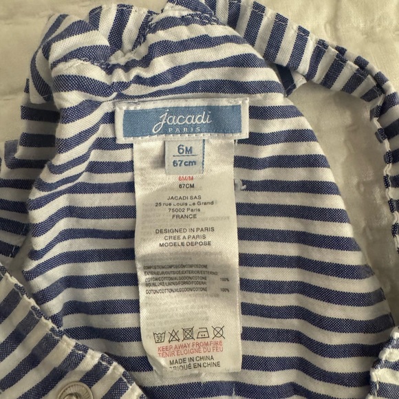 Jacadi Baby Stripe Short Overalls Size: 3-6 months in excellent condition - Picture 4 of 4